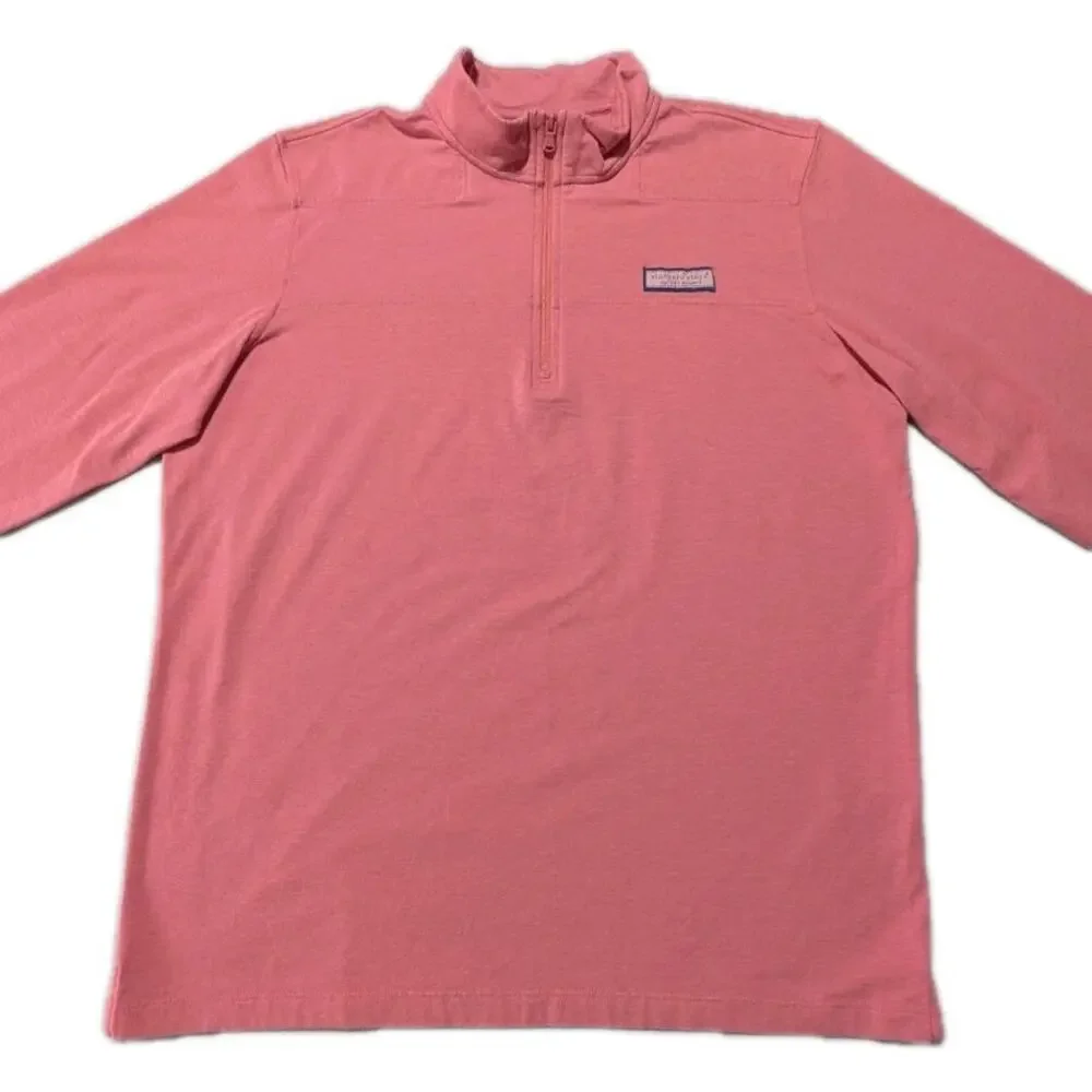 Vineyard Vines Edgartown 1/4 Zip Pullover Men's Size L Coral Pima Cotton Blend - Picture 3 of 11